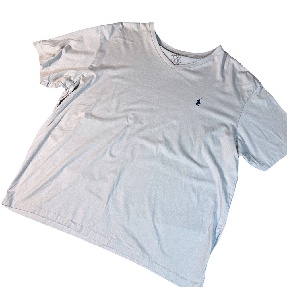 Polo Ralph Lauren T-Shirt Mens XXL Gray V-Neck Short Sleeve Pony‎ Logo